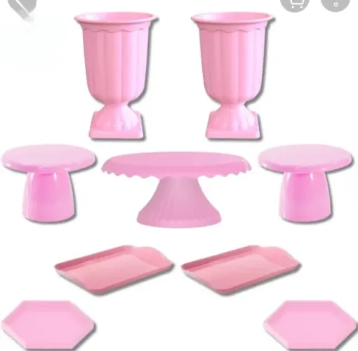 Kit Mesa de Festa com 8 Peças - ROSA BEBÊ