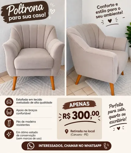 Cadeira estofada estilosa p sua sala