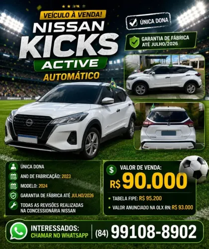 Nissan kicks ano 2023, modelo 2024 com 63.000km, seminovo,  branco,  unico dono e revisad
