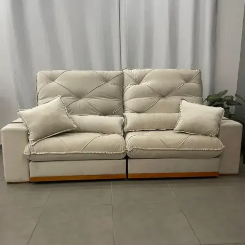 *Sofá Isabela com Molas Ensacadas Retrátil e Reclinável 2,50cm Pronta Entrega