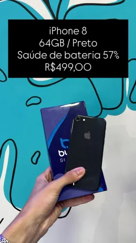 Seminovo: iPhone 8 64GB / Preto / Saude de Bateria 57% - Loja Fisica