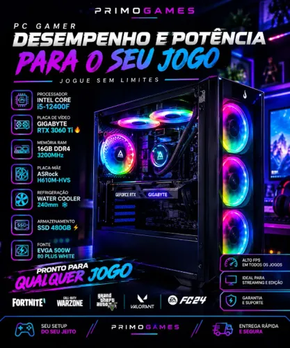 PC GAMER i5 12400F-16GB - RTX 3060 Ti ? POTÊNCIA PARA JOGAR DE VERDADE!