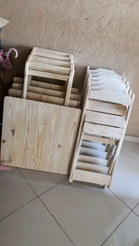 Conjunto de mesa e cadeira dobrável 