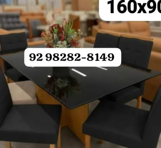 MESA DE 6 LUGARES COM TAMPO DE VIDRO E ENTREGA GRATIS