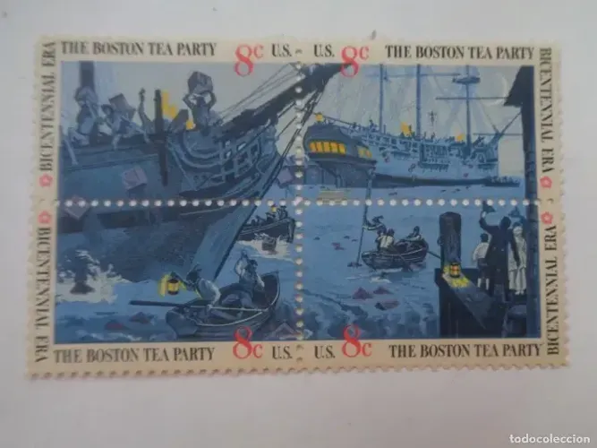 RARÍSSIMO SELO EUA 1973 - BICENTENÁRIO THE BOSTON TEA PARTY