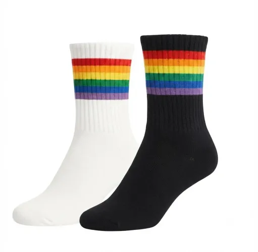 MEIA LGBTQIA+ ARCO-ÍRIS TAM 39 AO 44 COR PRETO UNISSEX