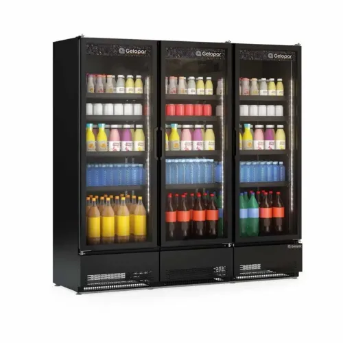 Expositor Gelopar 3 portas linha carbono 220v