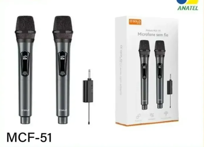 Microfone Sem Fio A'Gold MCF-51 Profissional Recarregável