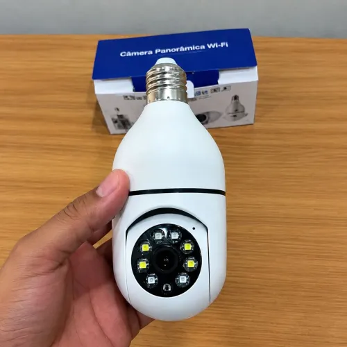 Câmera Lâmpada Wi-Fi 360° Full HD Visão Noturna Bivolt58302891
