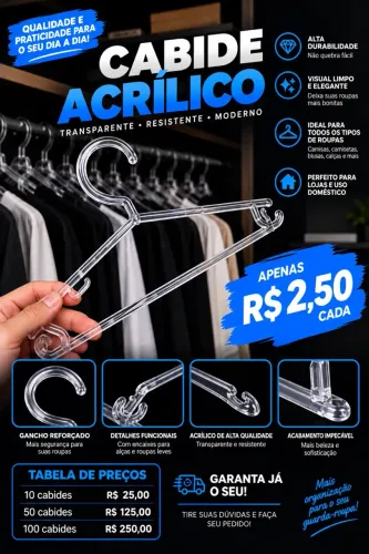 Cabide Acrílico Transparente