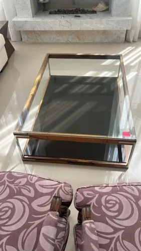 Mesa de centro em madeira ecológica com tampo de vidro temperado SIERRA