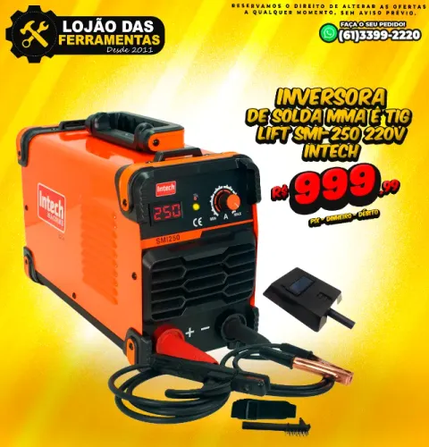 Inversora de Solda MMA e TIG Lift SMI-250 220v Intech