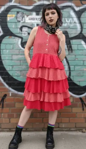 Vestido vermelho sem manga super estiloso em algodão 100%