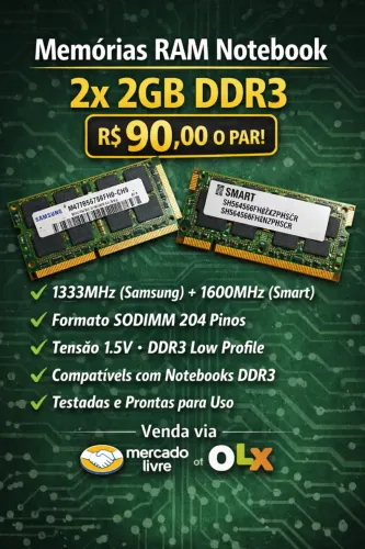 Pentes de memória para Notebook 2gb DDR3