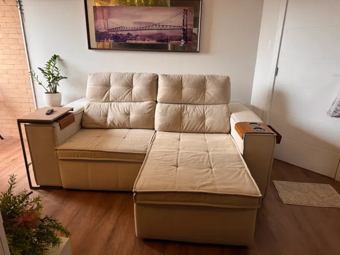 Sofá retrátil - madeira maciça - 2 lugares