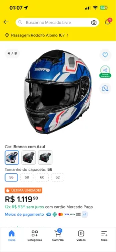 Capacete Bieffe Robocop Branco, Azul e vermelho