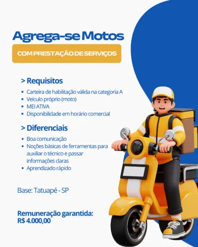 Agrega-se Motos Motoboy Auxiliar