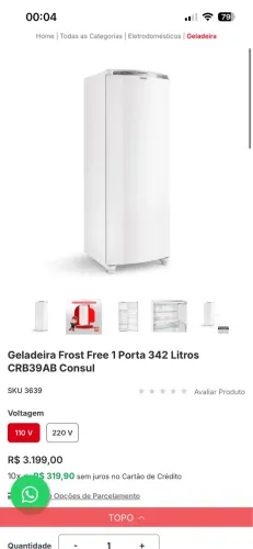 Geladeira só por gás