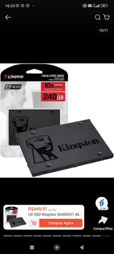 SSD Kingston lacrado 240gb