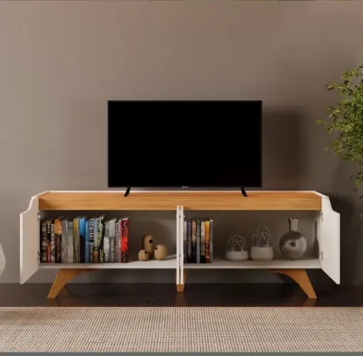Rack para TV Atlas 180 Off White Naturale