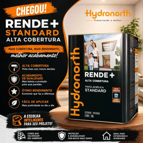 Tinta rende+ standard alta cobertura hydronorth