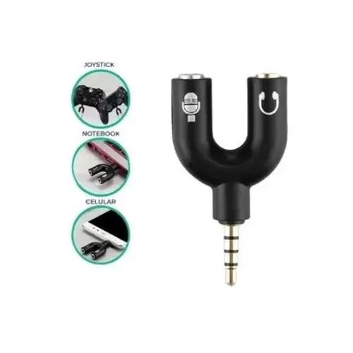 Adaptador Splitter De Fone E Microfone Headset Áudio P2 X P3 Cores