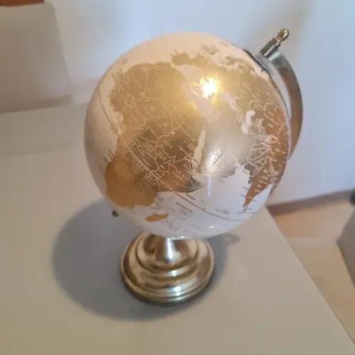 Globo Terrestre Decorativo Dourado Luxo com Base em Metal