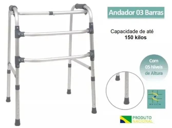 Andador Idoso Dobrável Articulado (Regulagem de Altura)