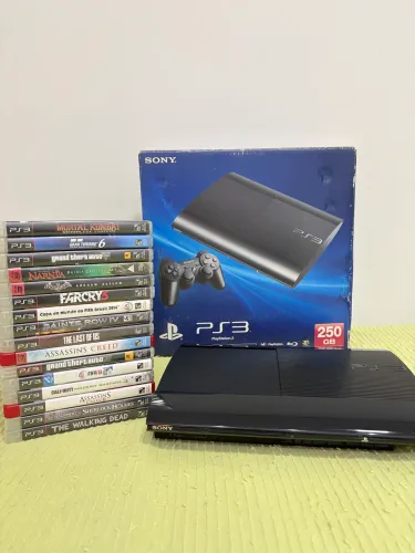 Ps3 250Gb slim original + 16 jogos