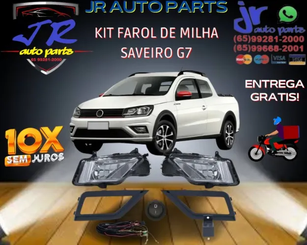 Kit Farol Milha Saveiro G7 botão universal