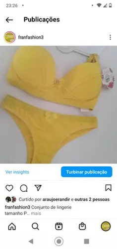Conjunto de lingerie tamanho P 