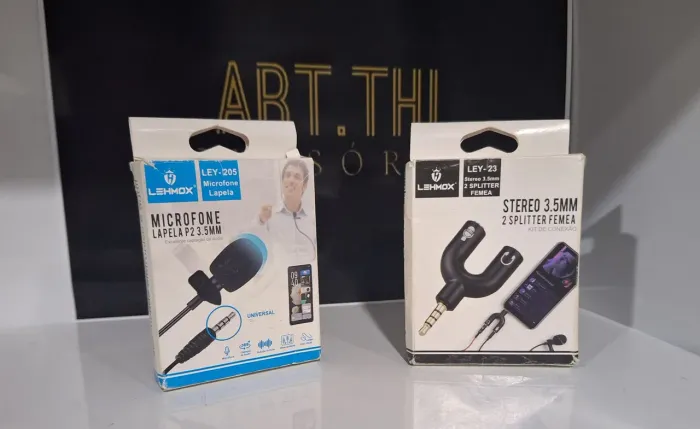 2 kitsMicrofone Lapela P2 3.5mm + Splitter 3.5mm - Lehmox