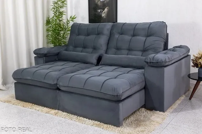 Sofá Retrátil Reclinável 2.30m Madri Molas Ensacadas rf32