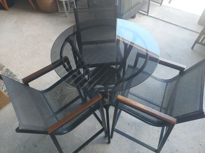 Jogo de bistrô com banquetas tela sling 