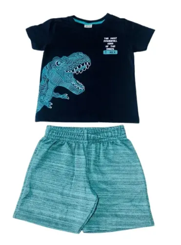 Conjunto Infantil Menino Tileesul Camiseta E Bermuda Rajada