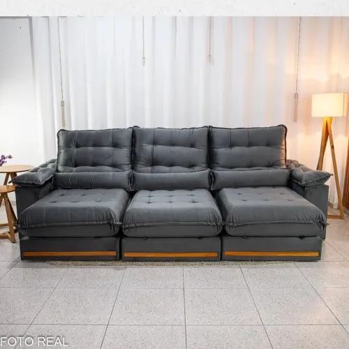Sofá Cinza 3 Lugares Retrátil e Reclinável !! L765m