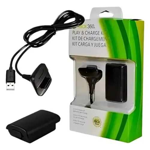 Kit 1 Bateria P/ Controle Xbox 360 + 1 Cabo Carregador