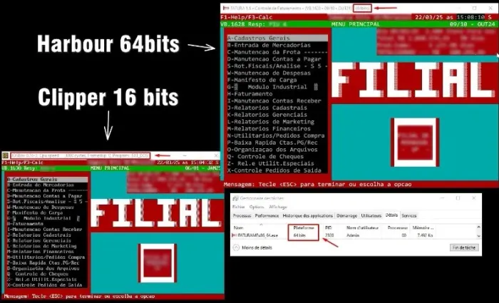 Conversão Sistema Clipper 16 bits (DOS) -> Harbour 32/64 bits (Windows/Linux)