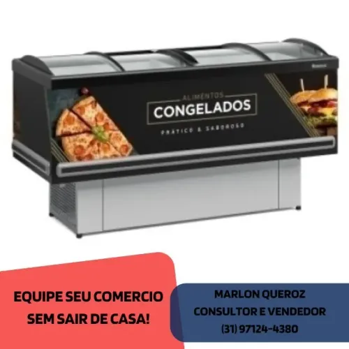 Ilha de Congelados 2M Vidro Curvo Gelopar 2M Nova