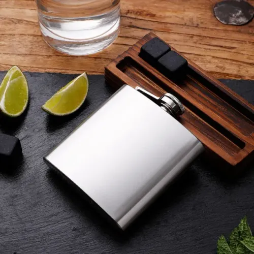Cantil Porta Bebida de Bolso 200ml Inox