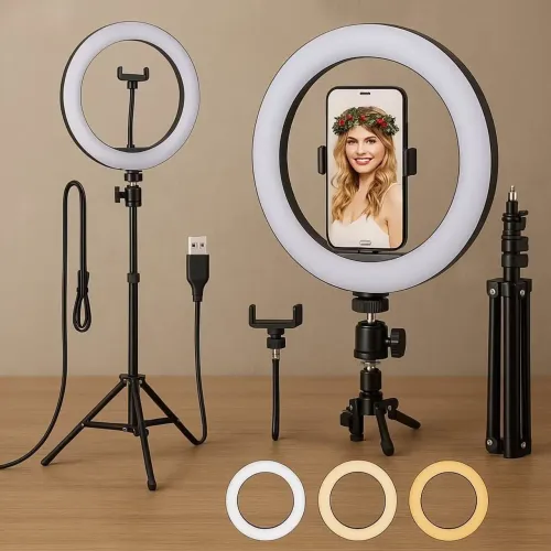 Ring light 10 12 18 polegadas com tripé 2 metros e suporte - entrega em São Luís e região