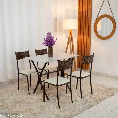 Mesa Atlanta Base Marrom Tampo Off Pedra 100x60 4Cds - Entrega Rápida! 