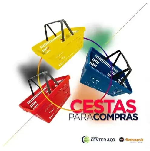 CESTAS DE COMPRAS COM ALÇA COLORIDAS SÓ R$ 40,00 cada - ZAP 71- *