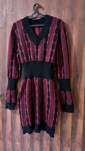 Vestido Malha Preto e Vermelho