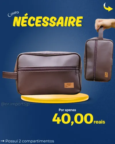 Nécessaire em couro COR MARROM 