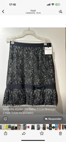 Saia Valentino nova c/ etiqueta tamanho 42/44 (46 Itália)