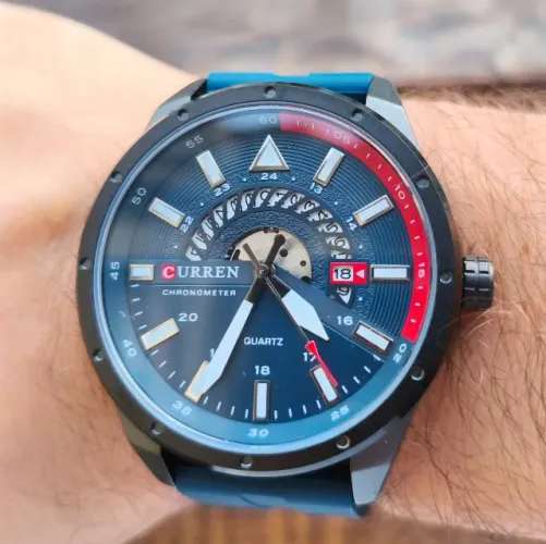 Relógio Curren Silicone Azul Elegante