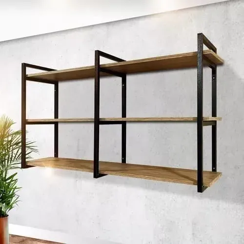 Prateleira de Madeira e Metal - Design Industrial