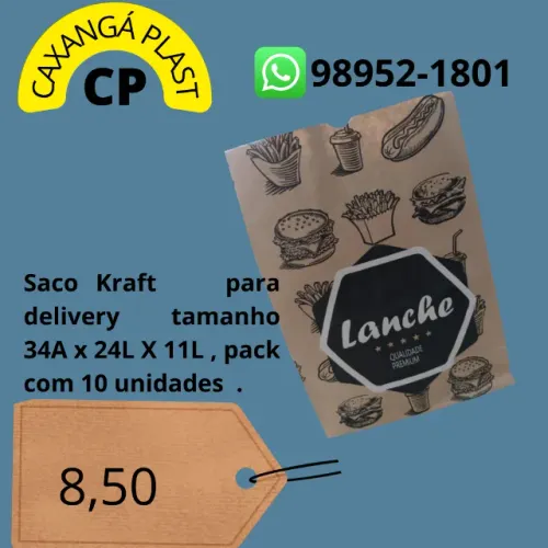 Saco kfart para delivery e papel aurora