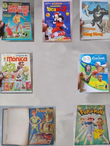 Álbum de Figurinhas Futebol King Kong Turma da Mônica Peter Pan Dragonball Z Pokémon